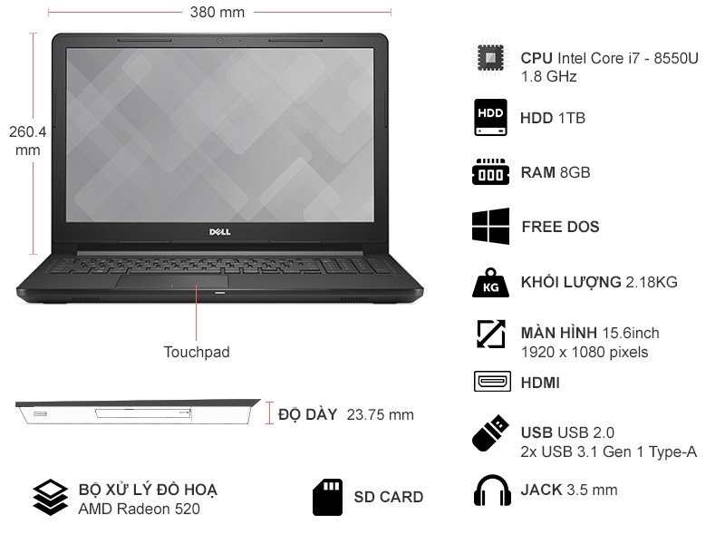 Laptop Dell Vostro 3578 