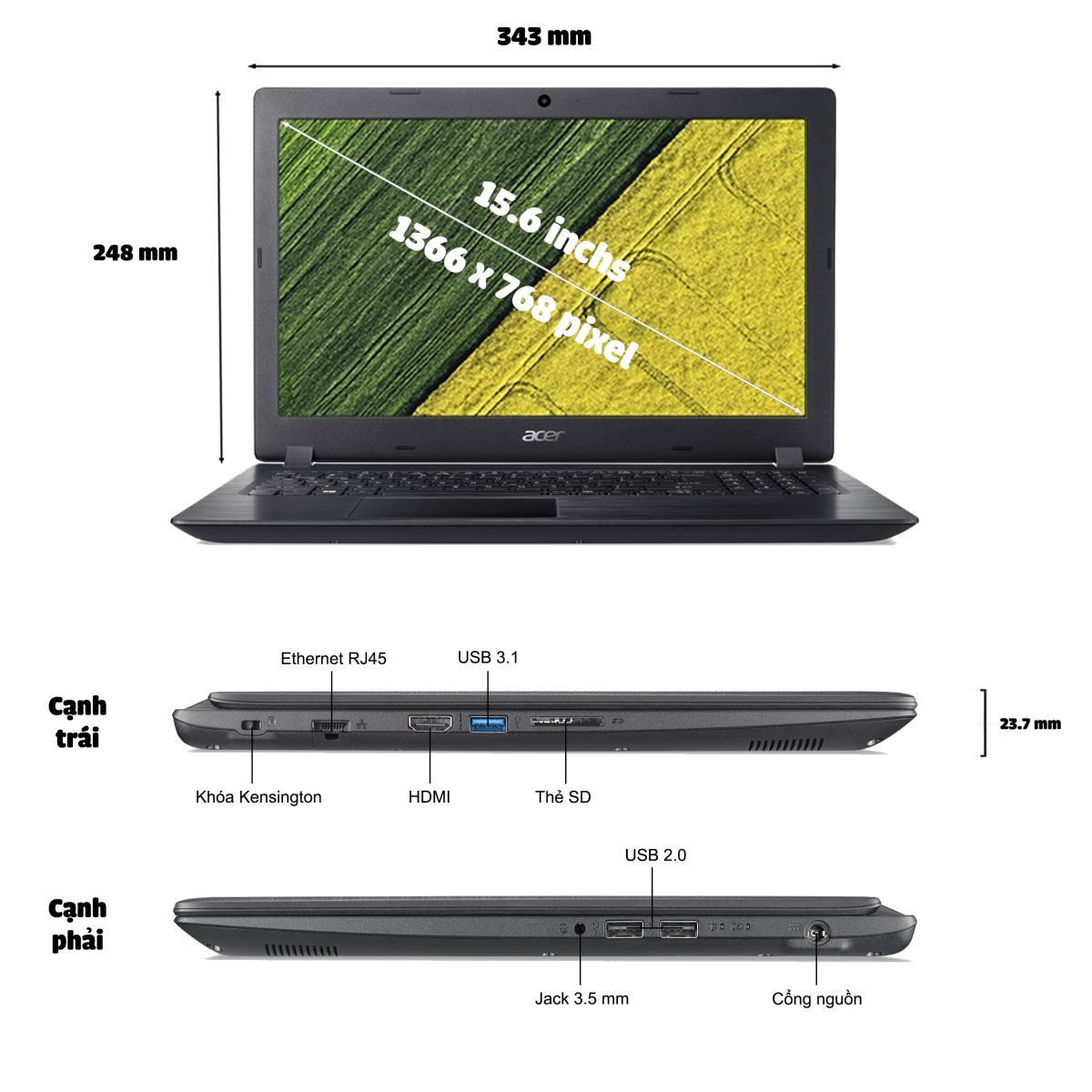 Acer A315-53G-5790 NX.H1ASV.001 phù hợp cho nhiều đối tượng sử dụng