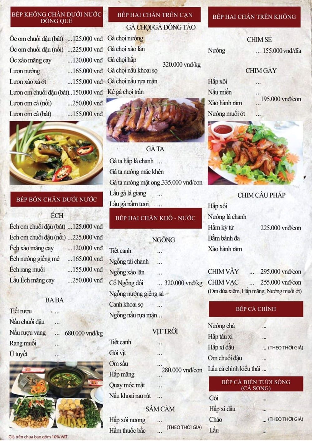   Menu đa dạng món ăn và loại bếp tại Bò tơ Tây Ninh Tài Sanh