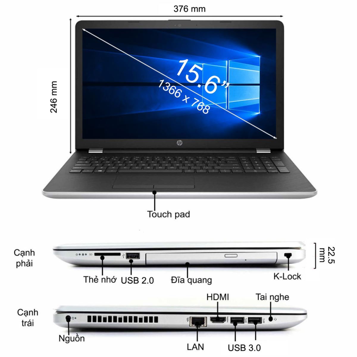 Laptop HP 15-da0050TU 4ME67PA 15.6 inches