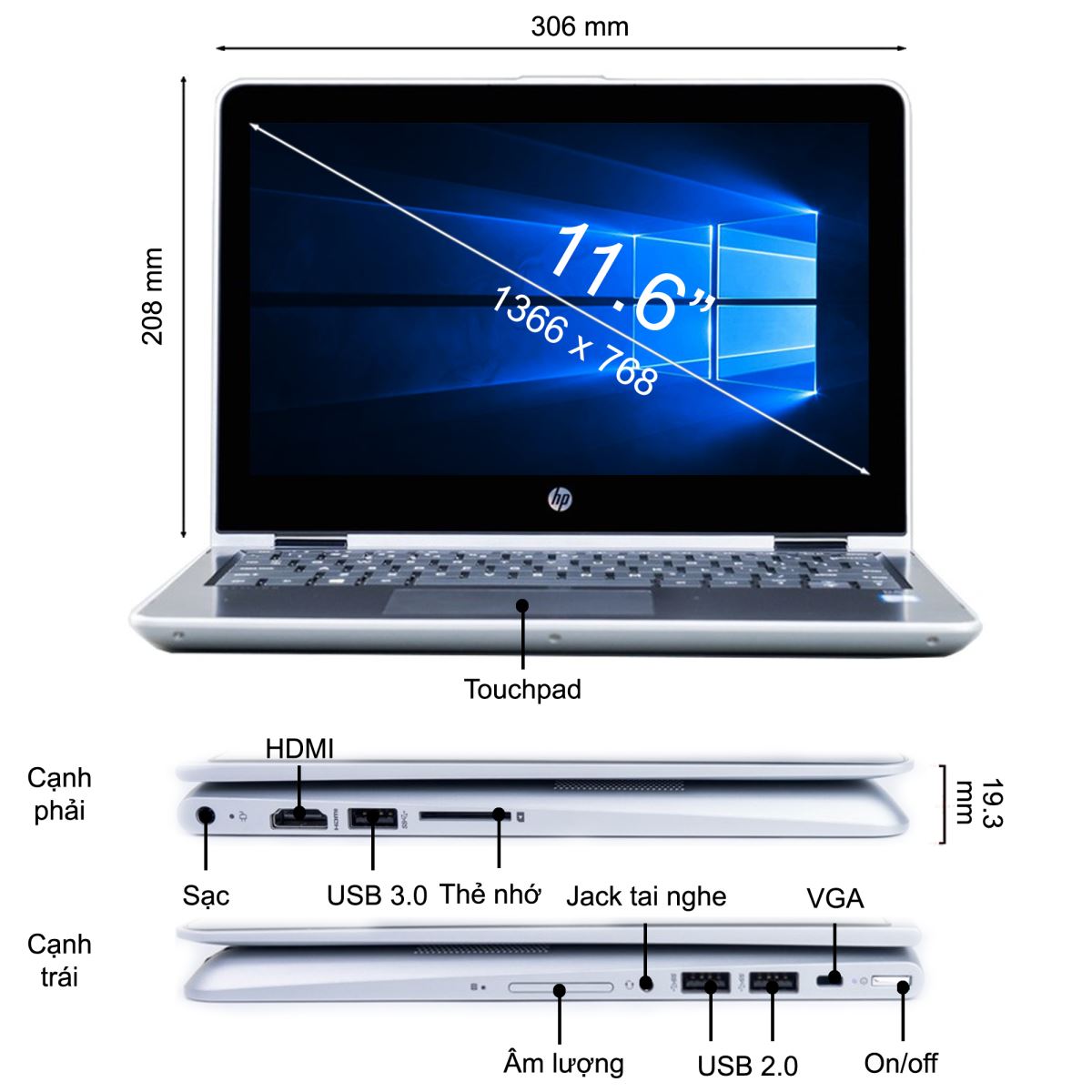 Ngắm Laptop HP Pavilion x360 11-ad104TU 4MF13PA 11.6 inches