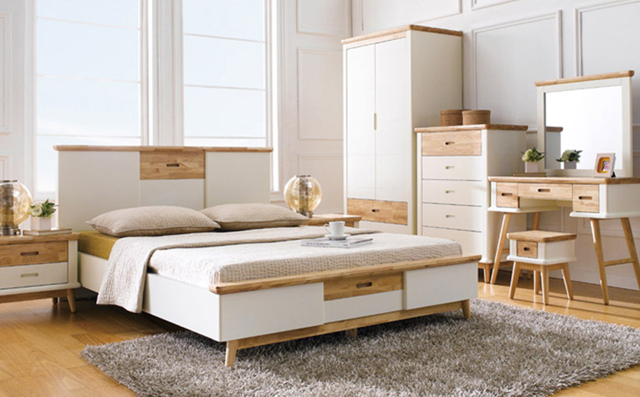 Giường đôi gỗ tự nhiên IBIE Vivid phù hợp với mọi không gian phòng ngủ 