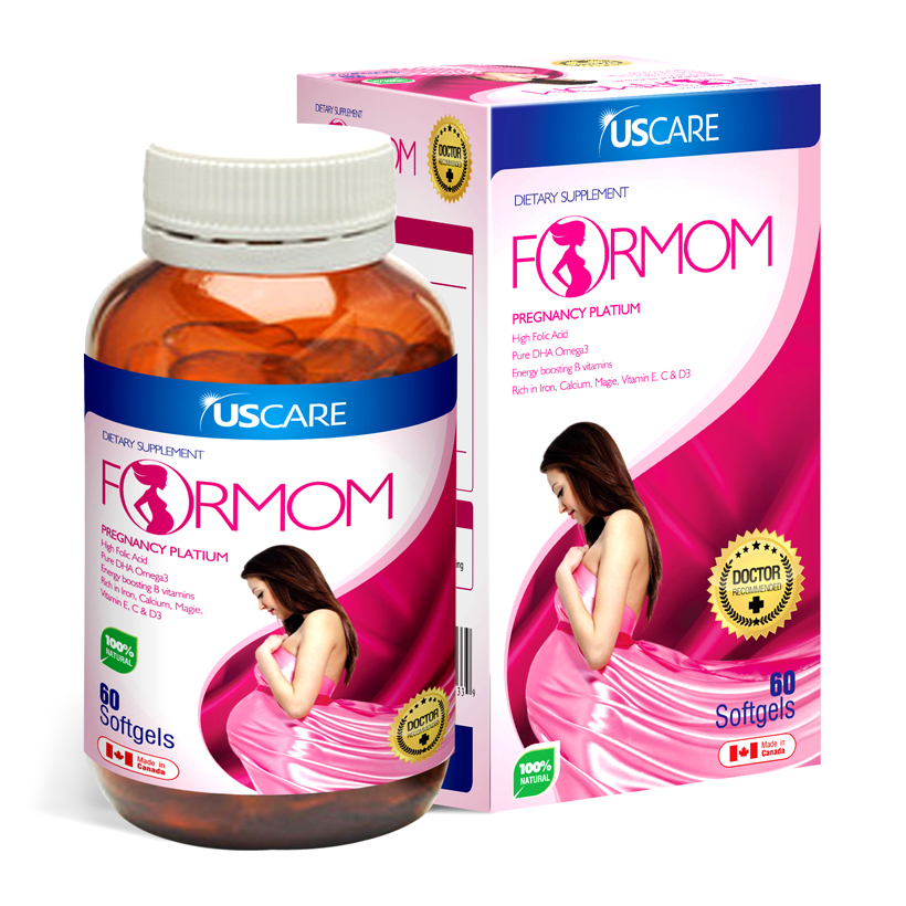 Sản phẩm viên uống Formom chứa nhiều dưỡng chất cho quá trình mang thai của mẹ