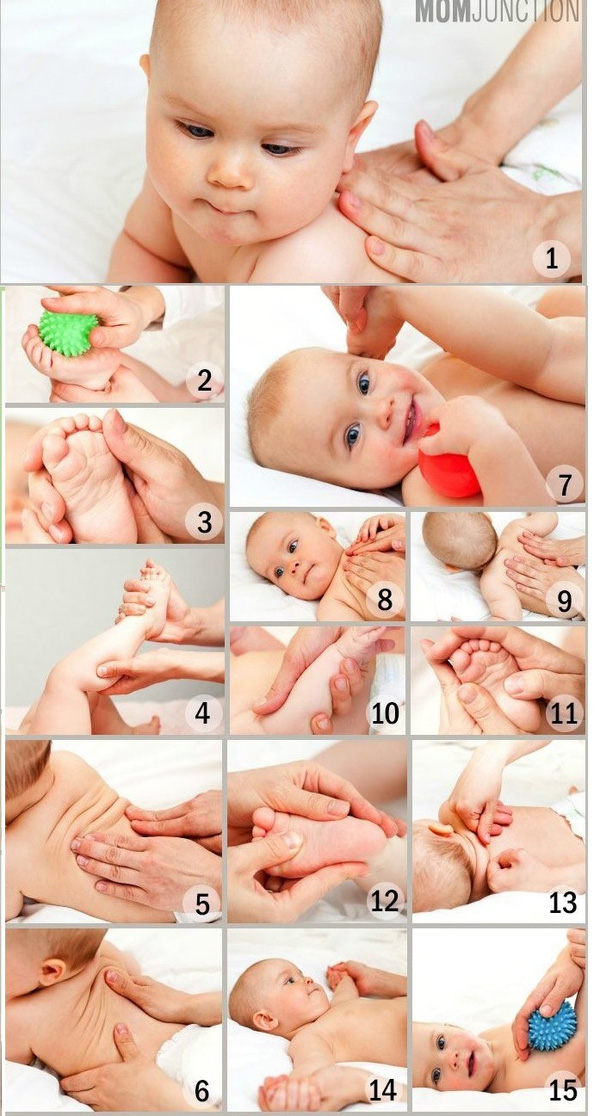 Hãy bắt đầu massage từ chân trước để bé làm quen dần với việc đụng chạm, sau đó massage dần lên cánh tay, bàn tay và các bộ phận khác