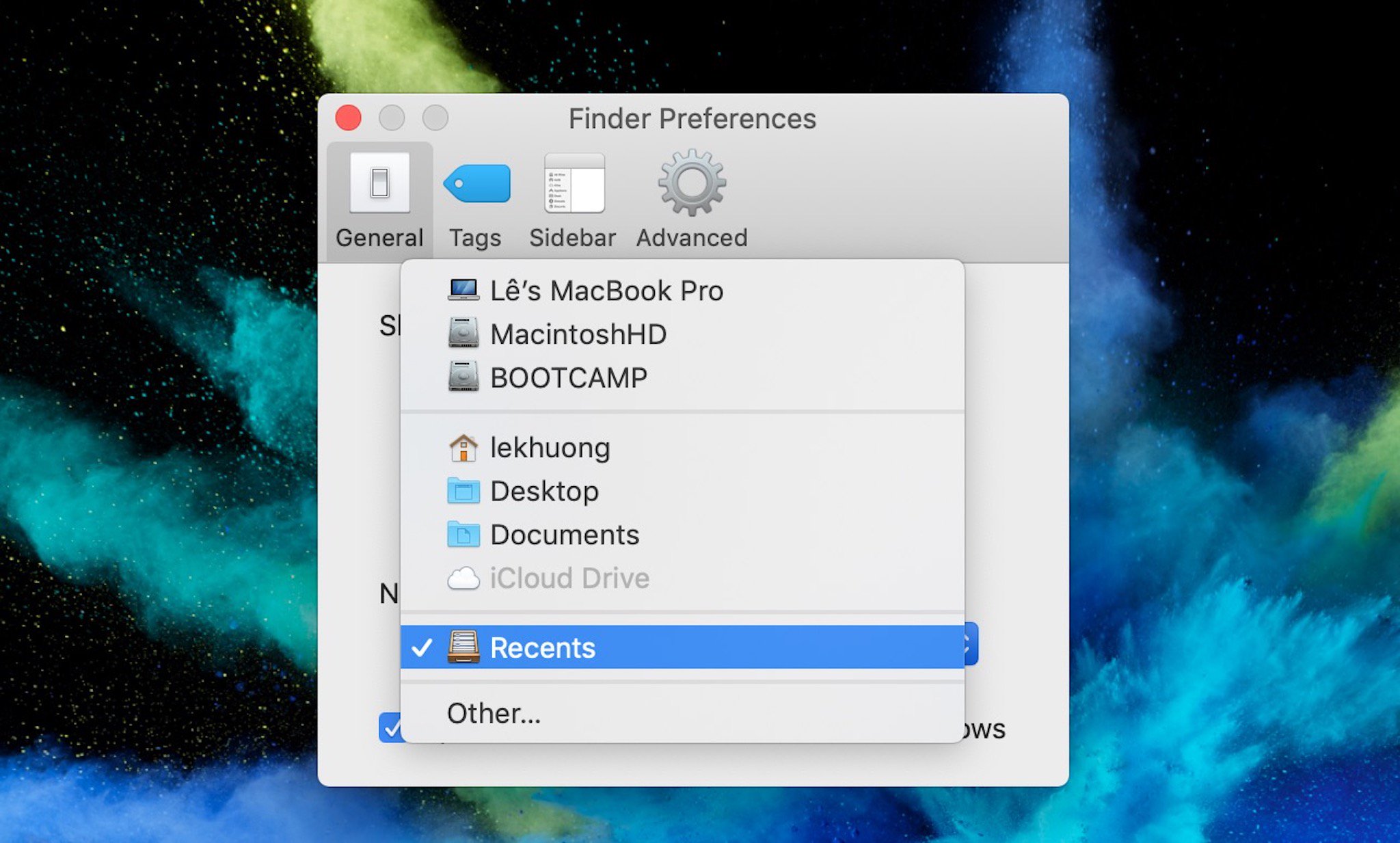 Thanh công cụ Finder trên Macbook