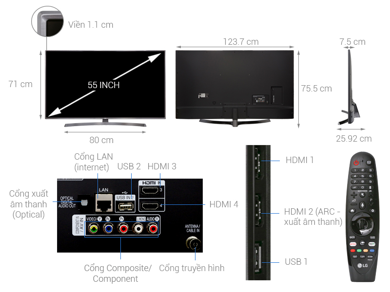 Smart Tivi LG UK6540 tích hợp đa dạng kết nối