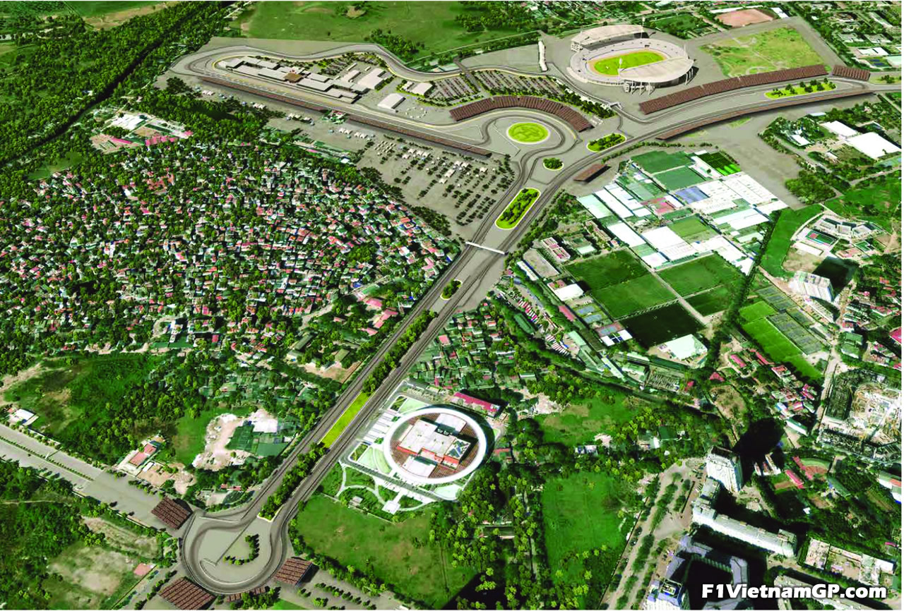 Một phần đại lộ Thăng Long được tu sửa để làm đường đua F1 vào năm 2020