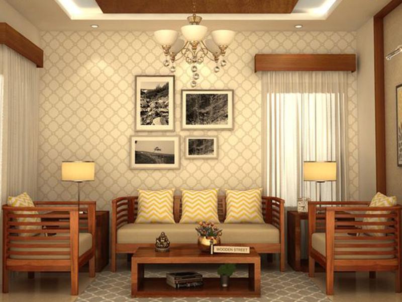 Sofa gỗ hợp với phòng theo phong cách cổ điển, sang trọng