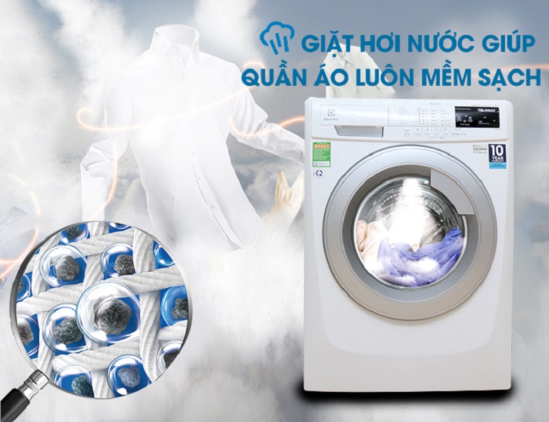 Chế độ giặt hơi nước trên máy giặt Electrolux sẽ cho quần áo được sạch khuẩn hơn