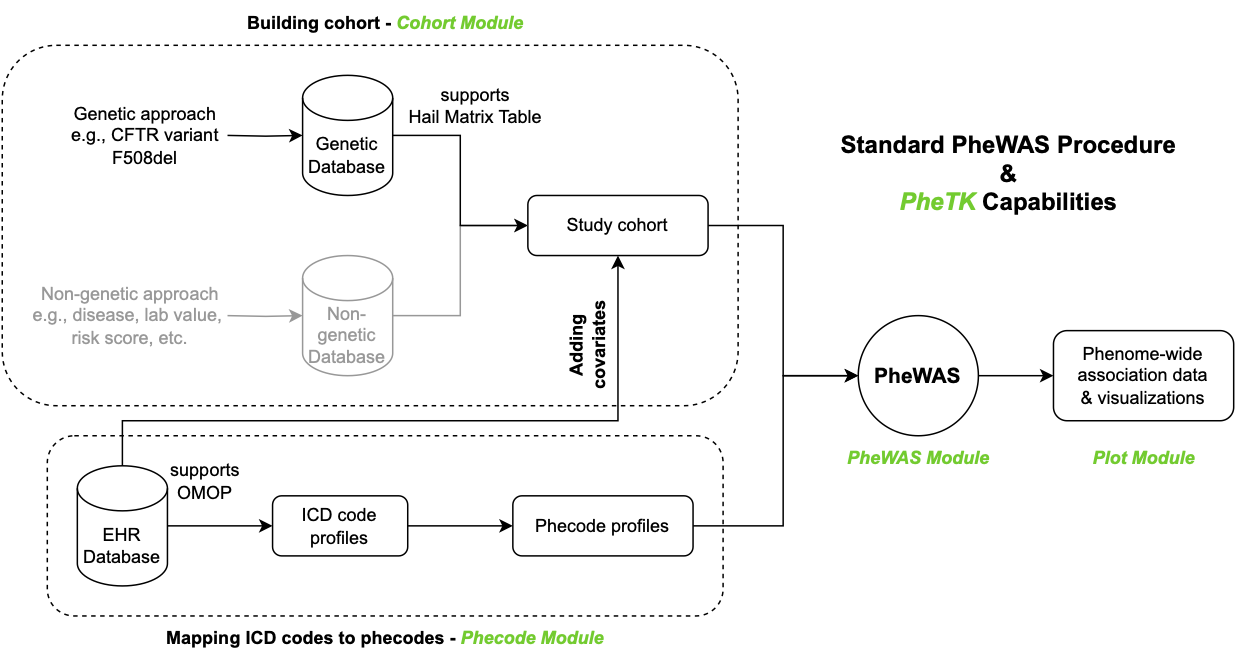 PheWAS workflow and PheTK modules