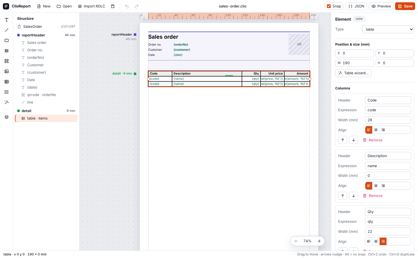 ClioReport Designer
