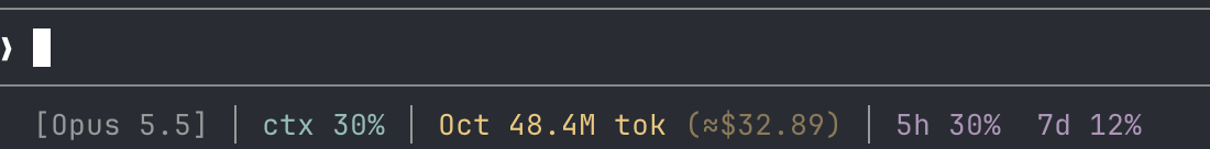tallyline status line on a Max plan