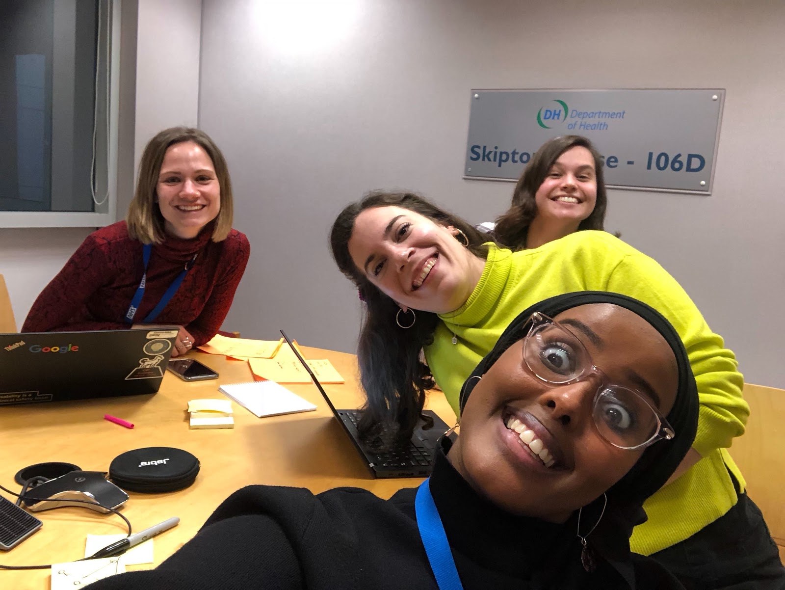 Team photo of Hannah, Perla, Sophie and Nicky in the NHSX team facilitating the Stream 2 call