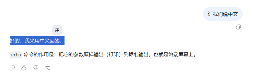 Selecting text and the 译 button
