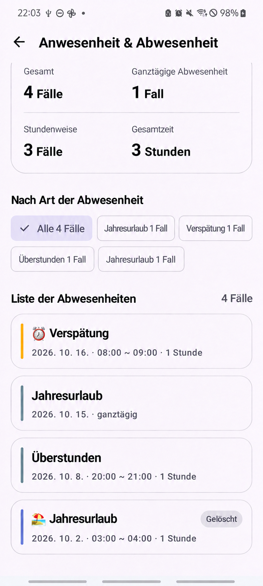 ShiftMate – Anwesenheit und Urlaub — Originalansicht mit übersetzten Texten