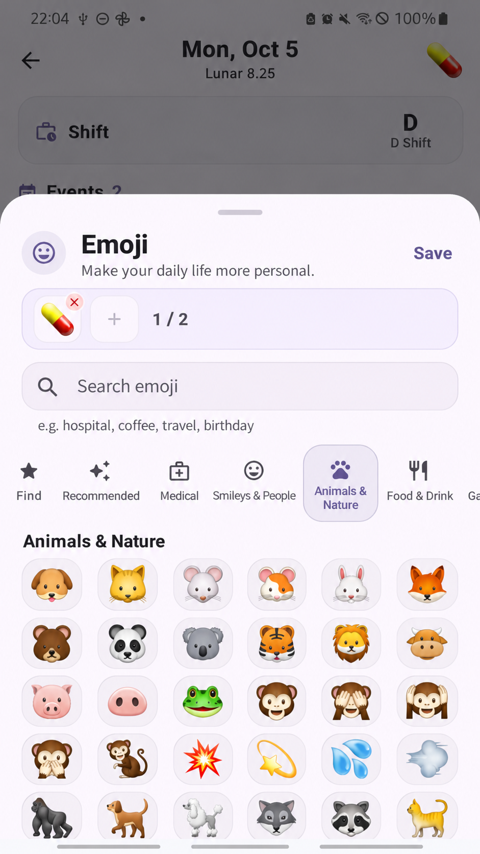 ShiftMate – Emoji markers — Text-localized app screen example
