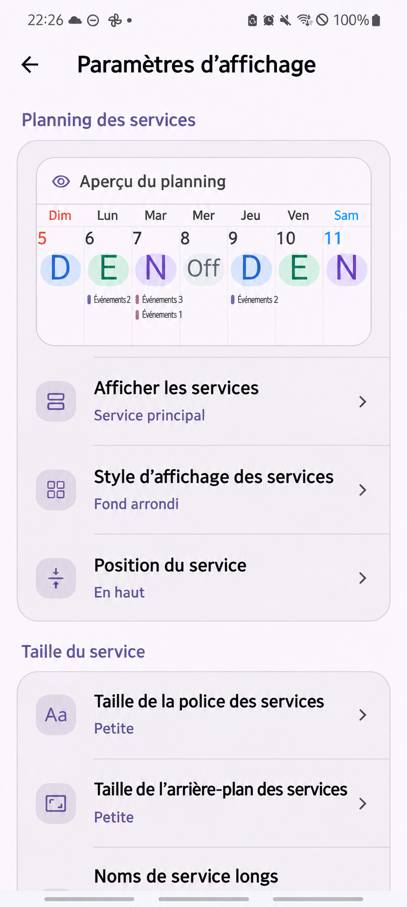 ShiftMate – Personnaliser le calendrier — Écran original avec textes traduits