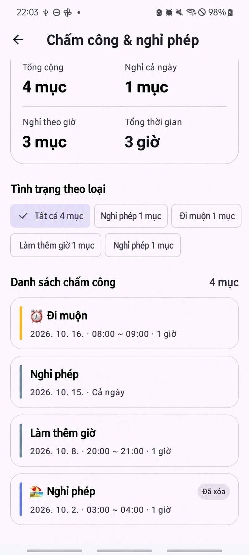 ShiftMate – Chấm công và nghỉ phép — Màn hình gốc với văn bản được dịch