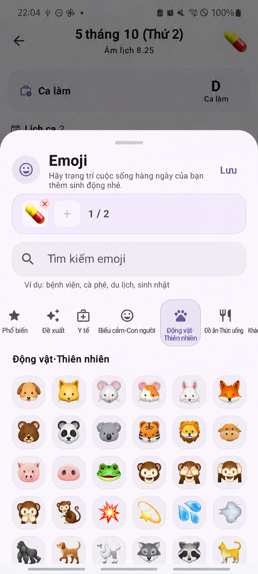 ShiftMate – Biểu tượng cảm xúc — Màn hình gốc với văn bản được dịch