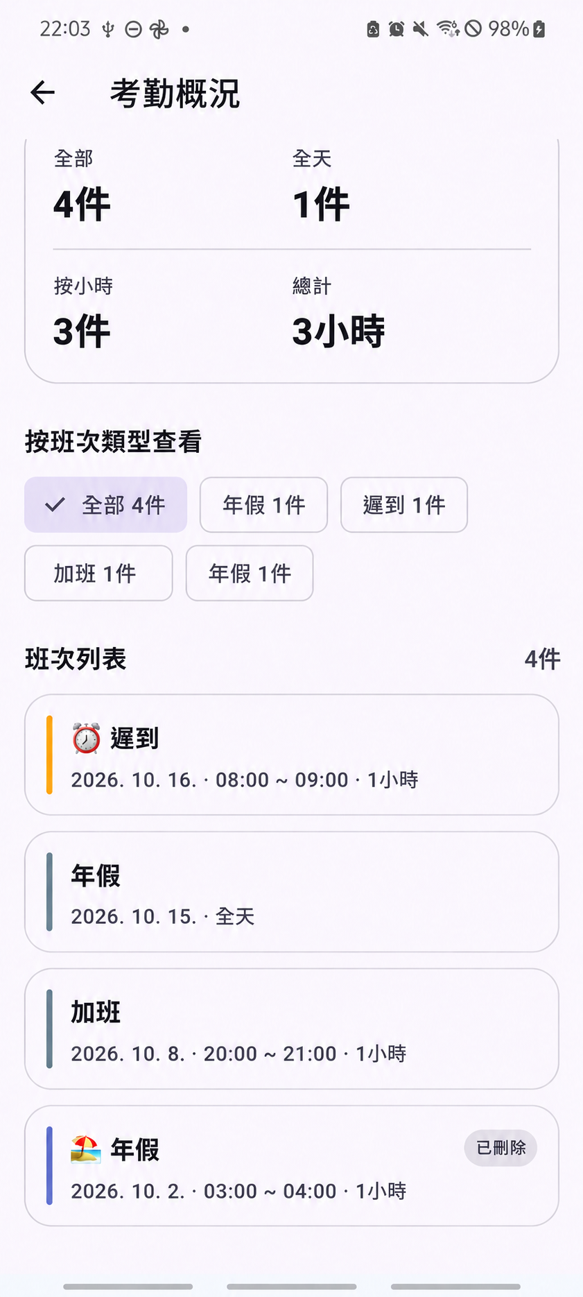 ShiftMate – 考勤與請假紀錄 — 原應用程式畫面的文字翻譯範例