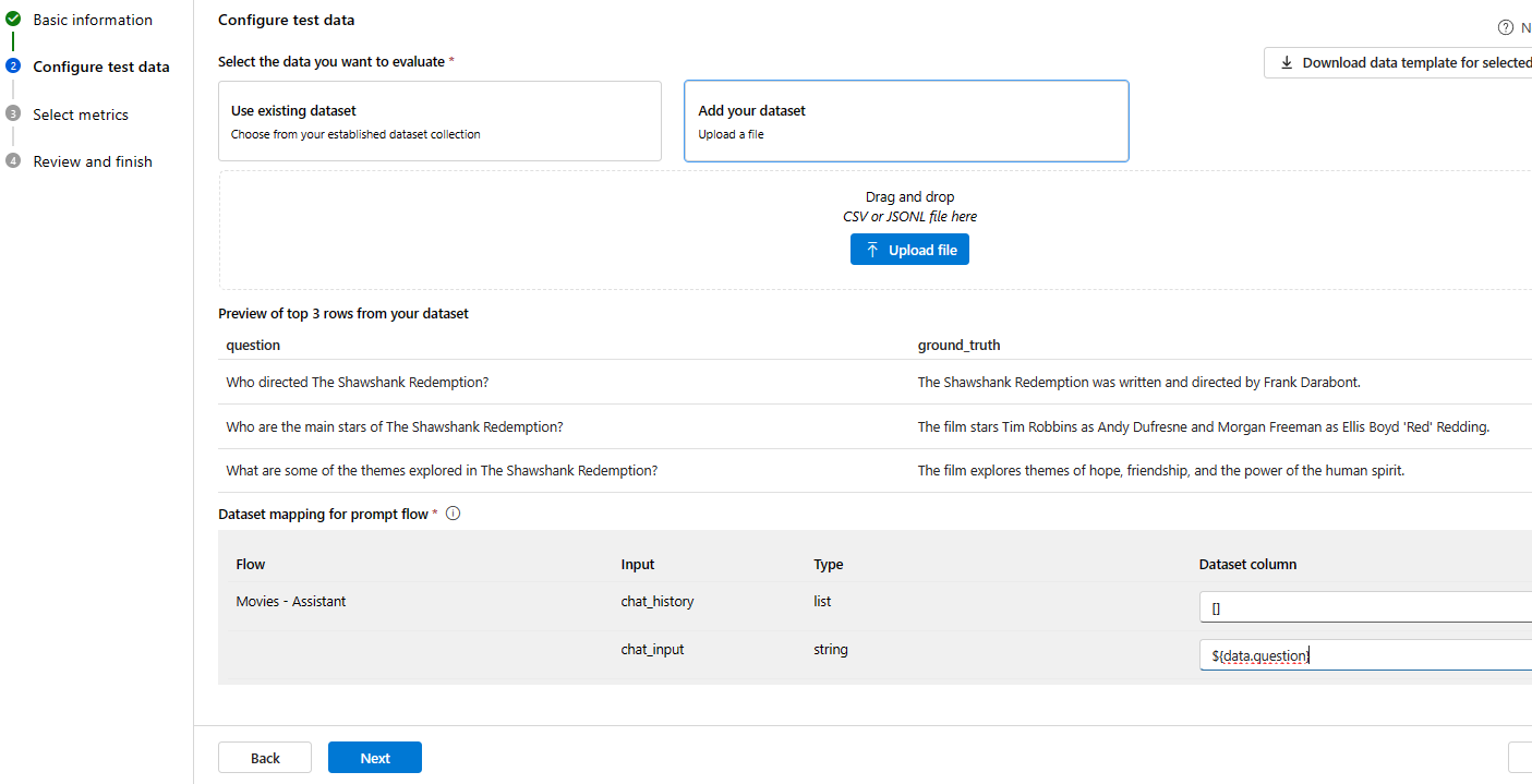 Configure the Evaluation Dataset