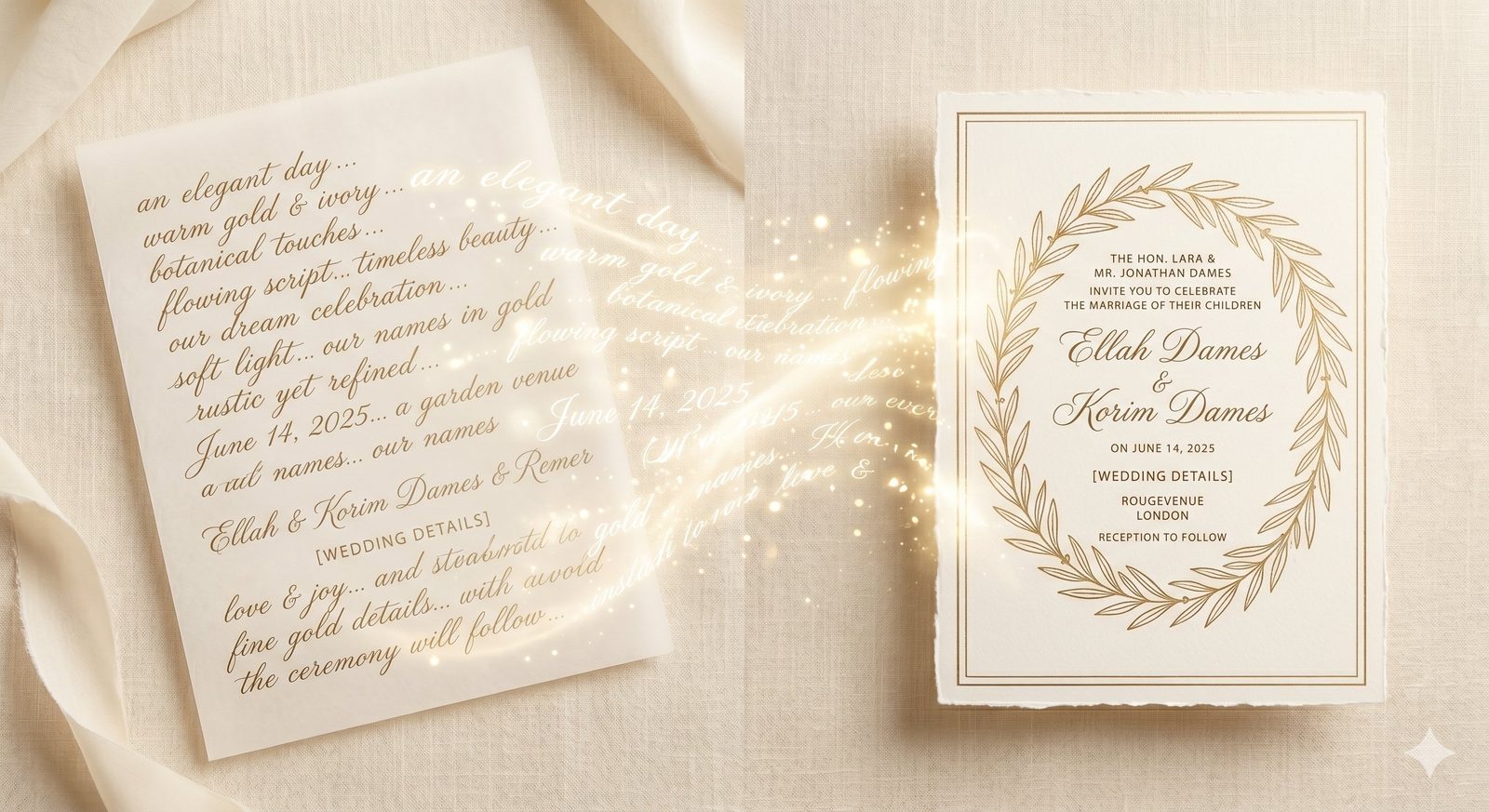AI wedding invitation design from your brief