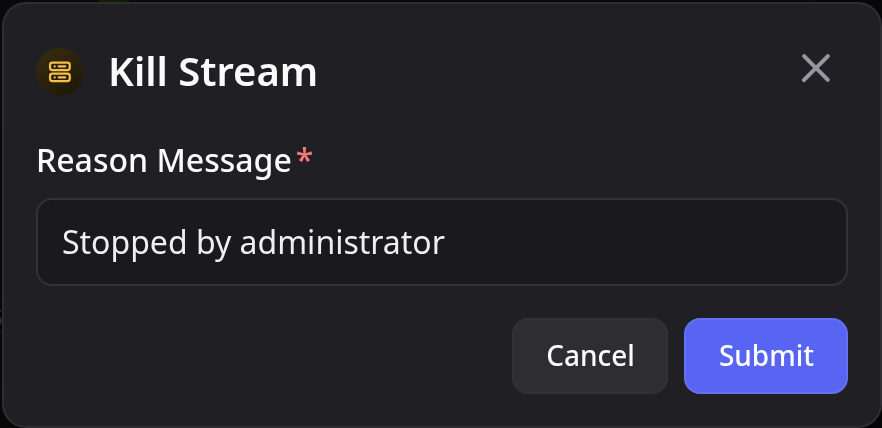 Kill Stream Modal