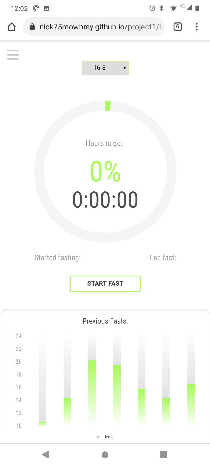 screenshot of timer not started