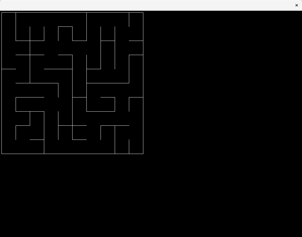 Screenshot showing a randomly-generated maze