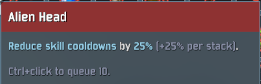 An item tooltip, with Ctrl+click to queue 10