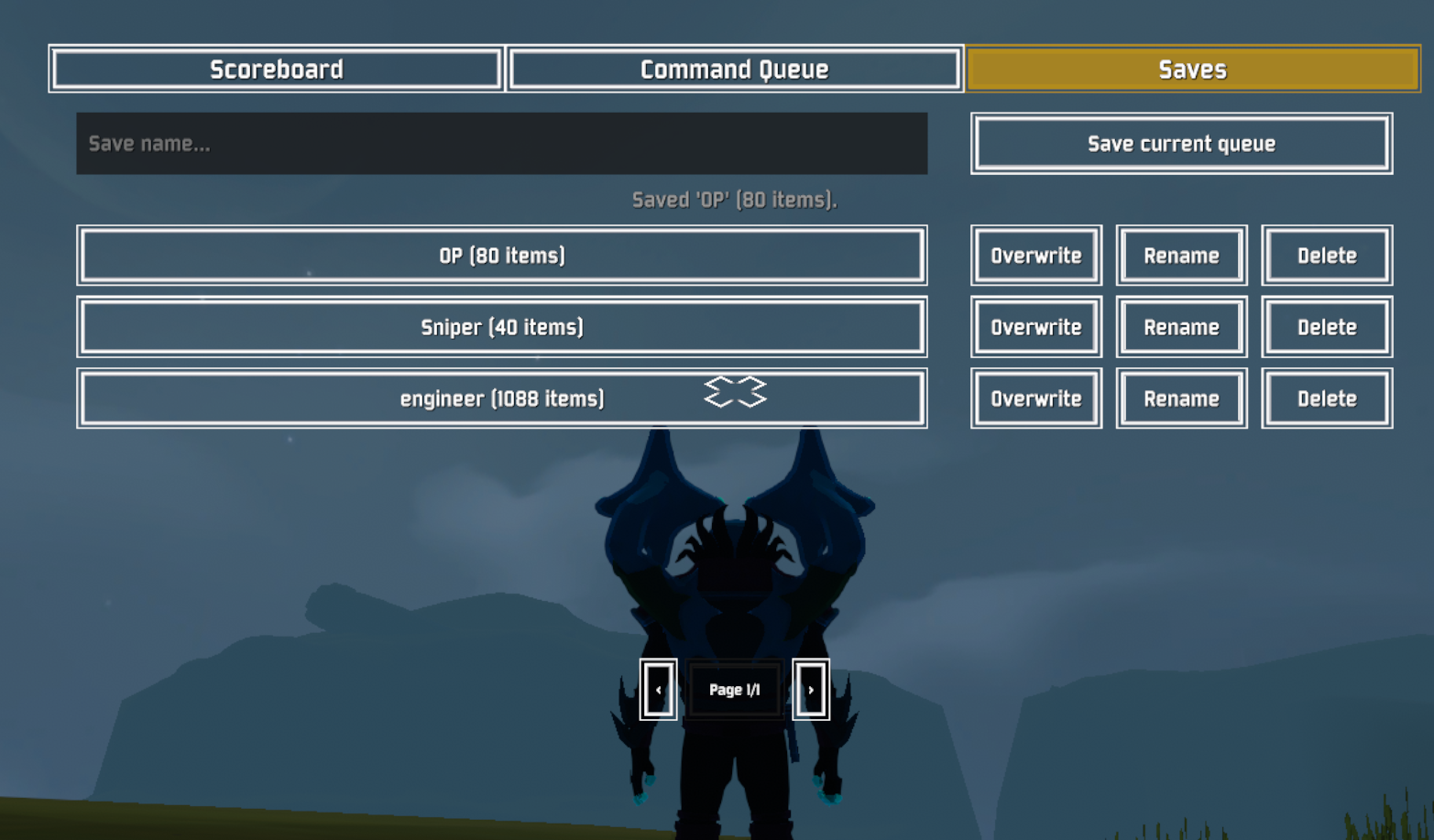 The Saves page