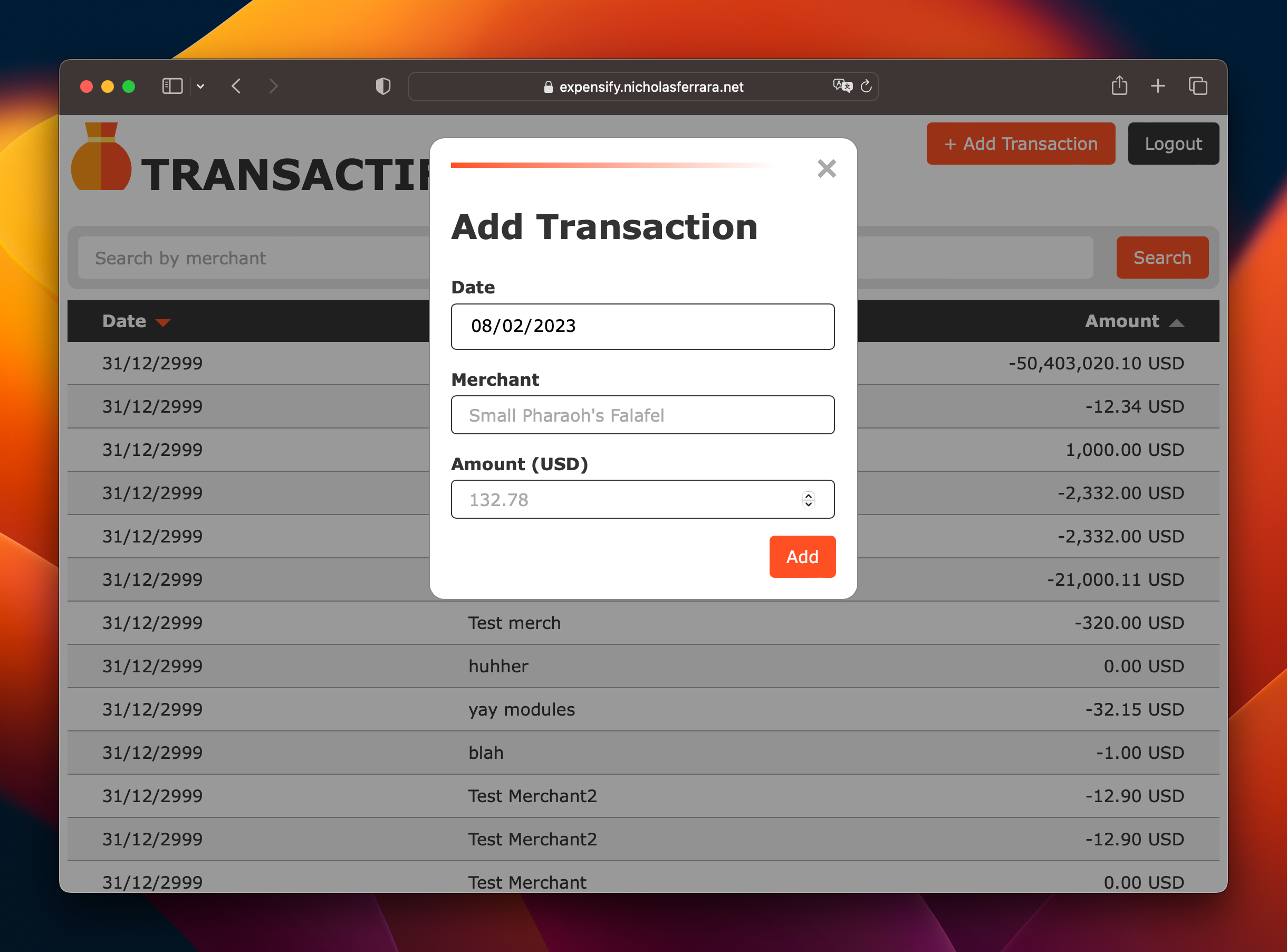 Add a transaction