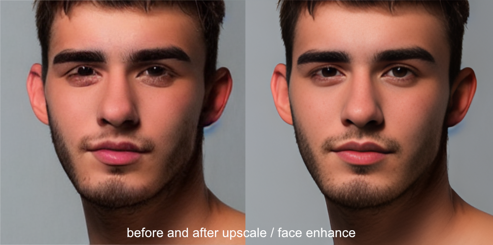 Before and after Upscaling and Face fnhancement processing