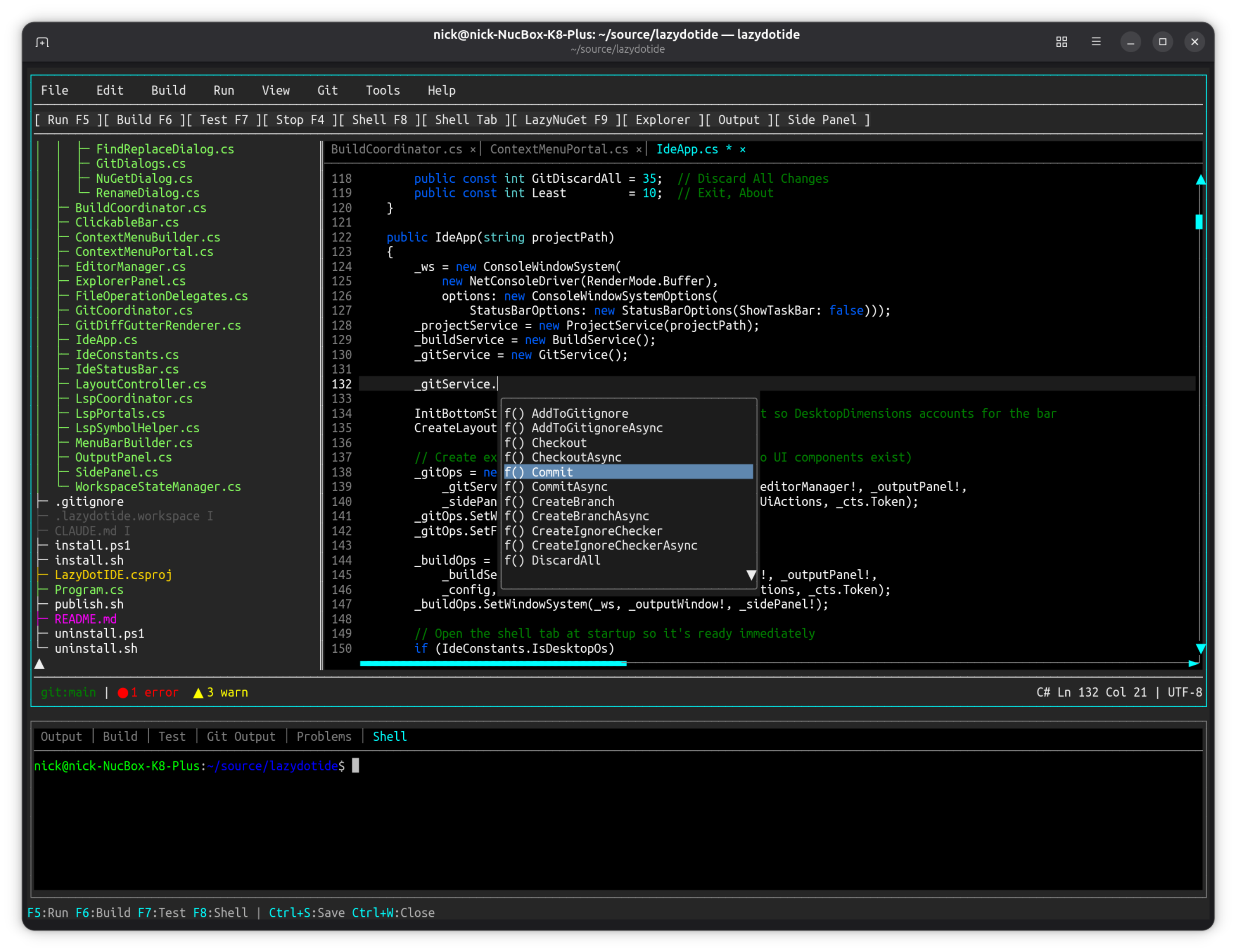 LazyDotIDE with IntelliSense