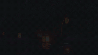 Floating lanterns at night