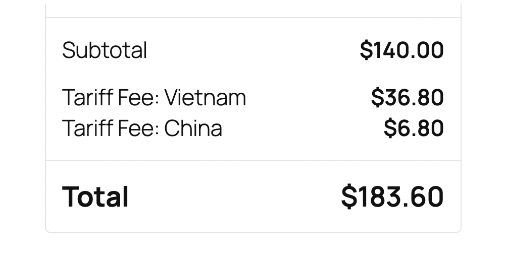 Fees in the cart