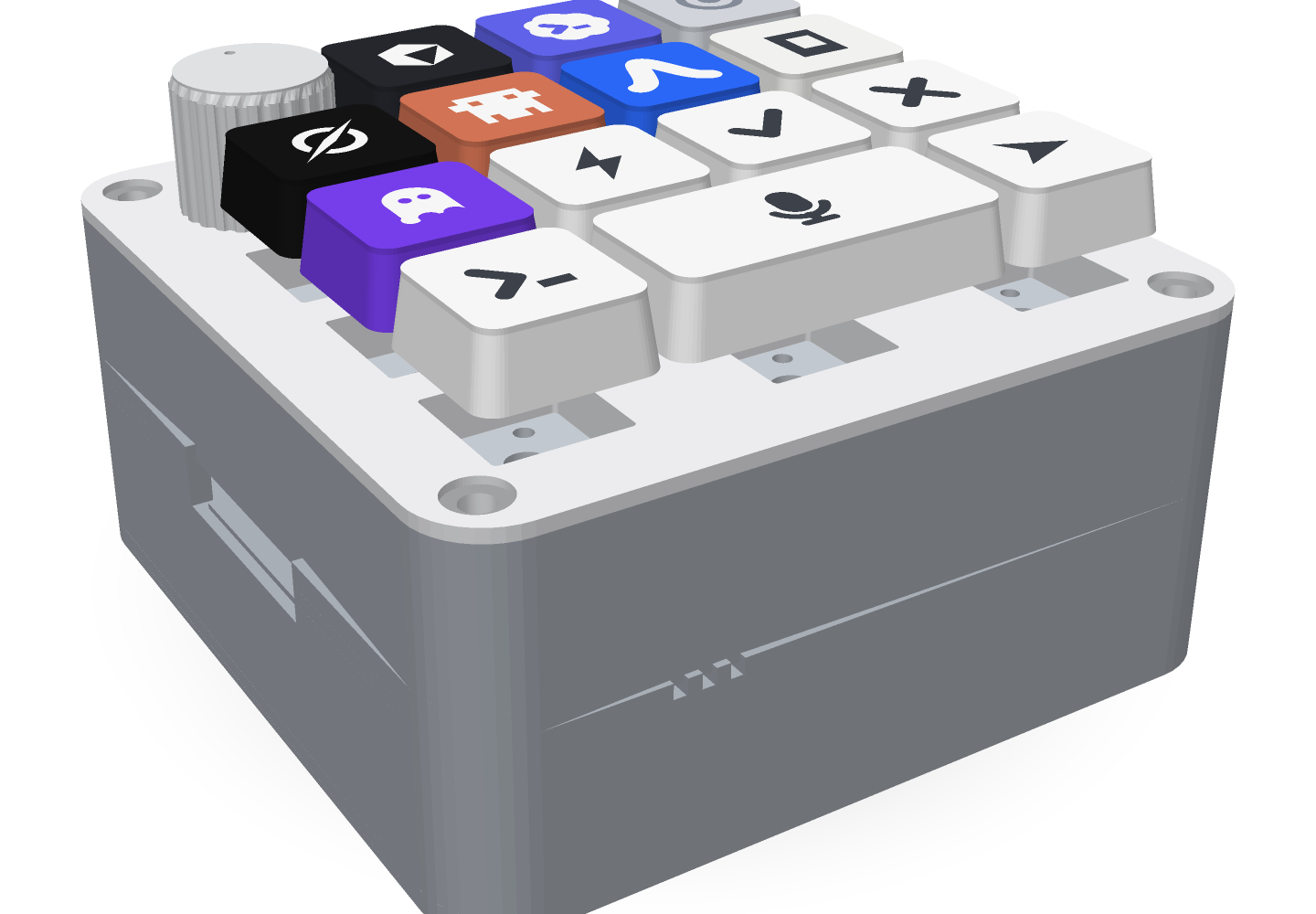 The LoomPad — a 3D-printed macropad with one key per agent and a voice bar