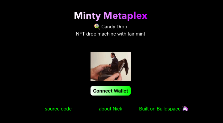 Minty Metaplex asking to connect wallet