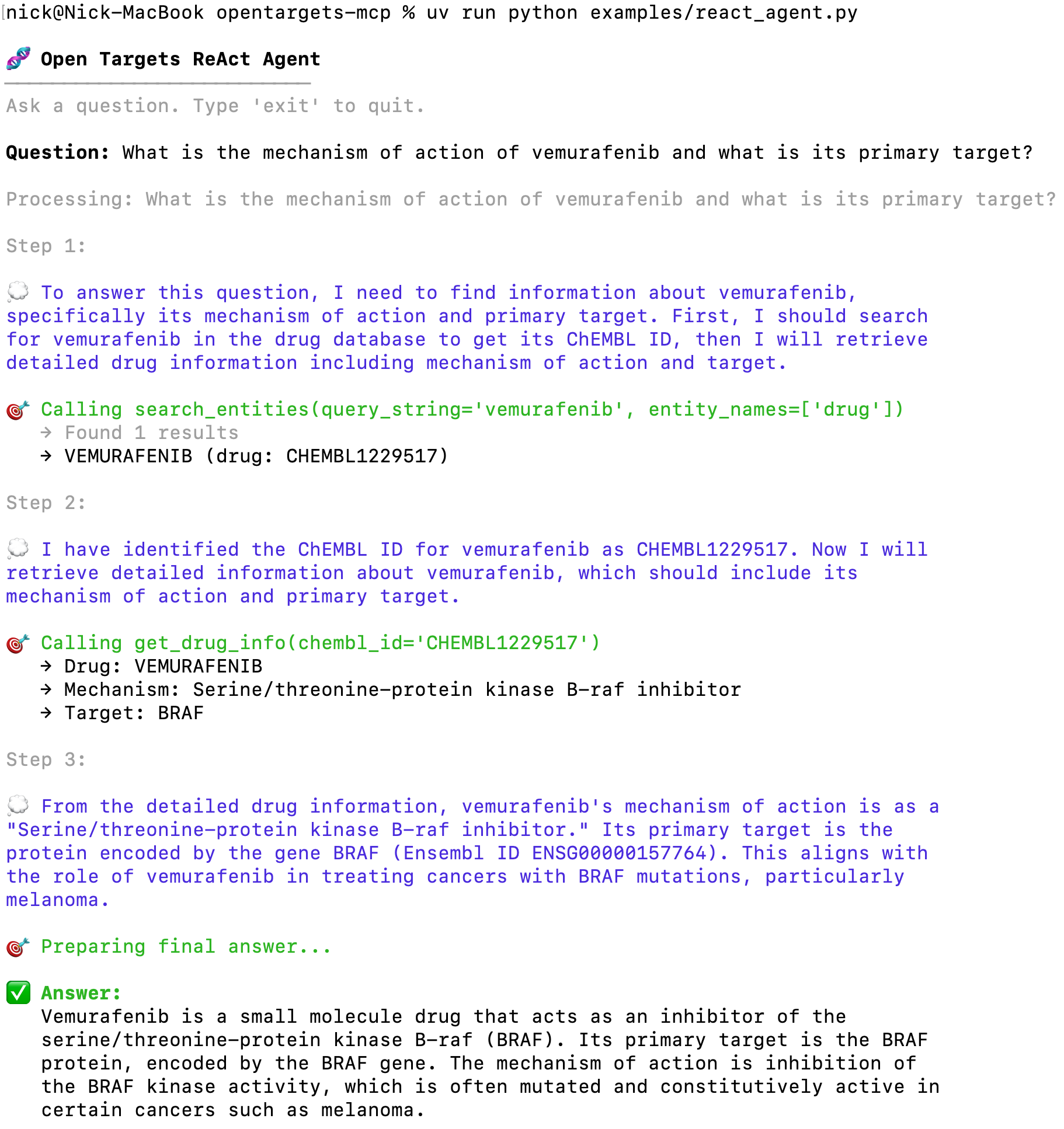 Open Targets React Agent Demo