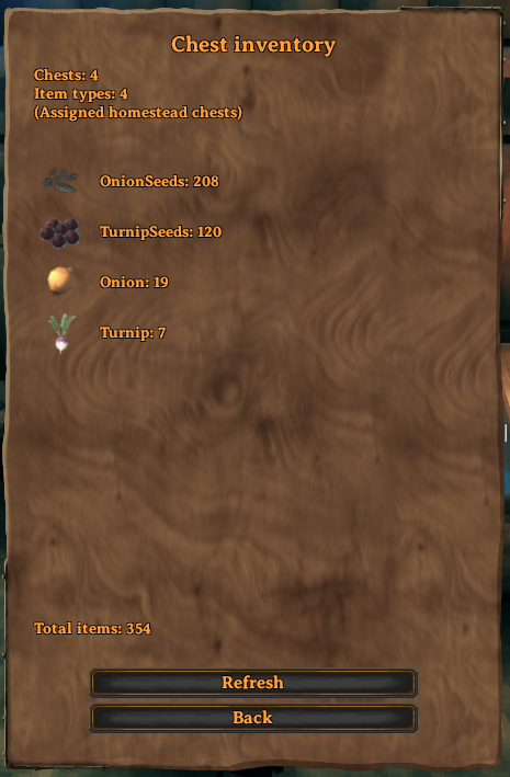 Chest inventory page