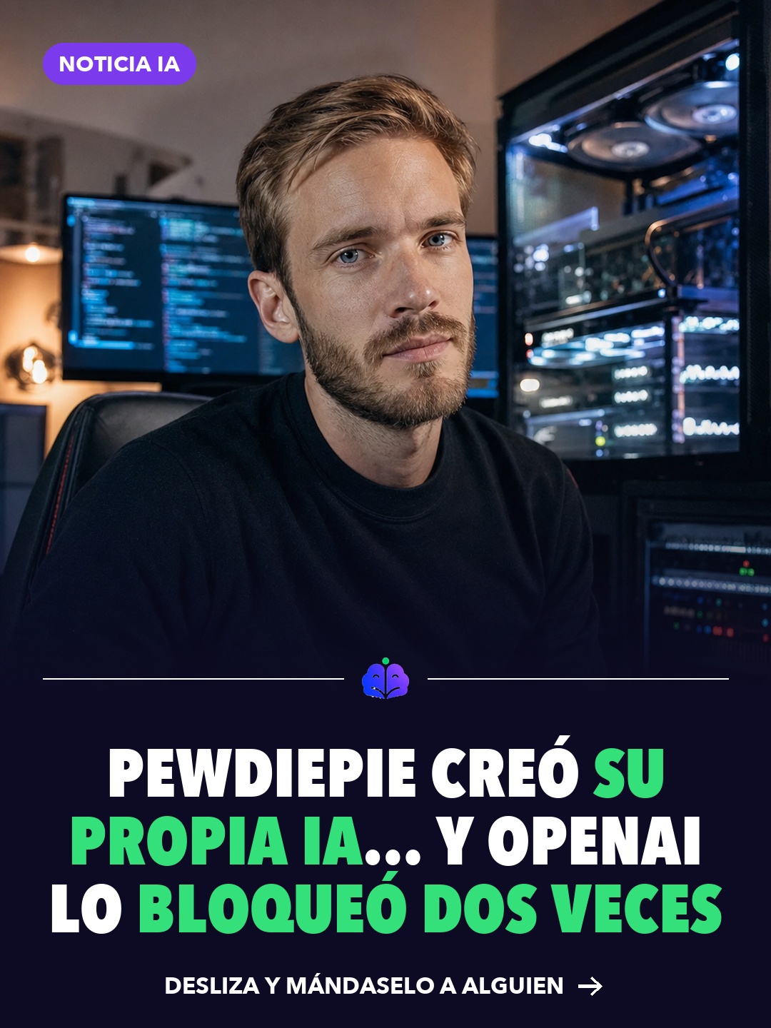 Imagen ilustrativa generada con IA de PewDiePie y su IA Ajax