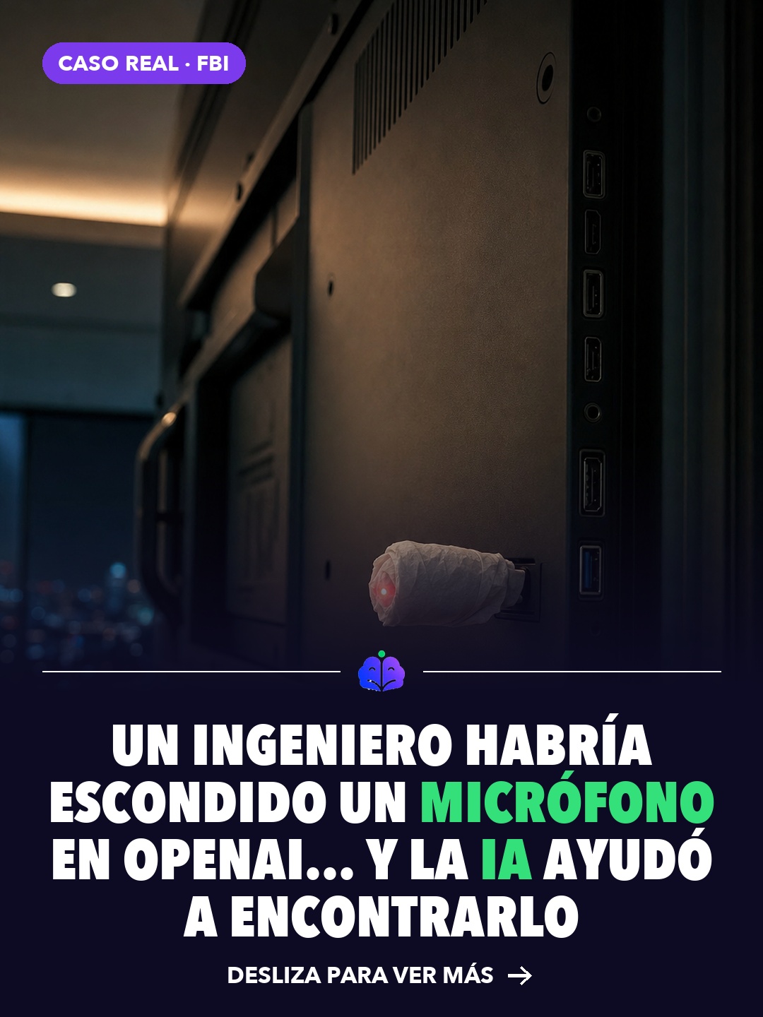 Grabador de audio escondido en papel higiénico detrás de una TV en una sala de reuniones (imagen ilustrativa)