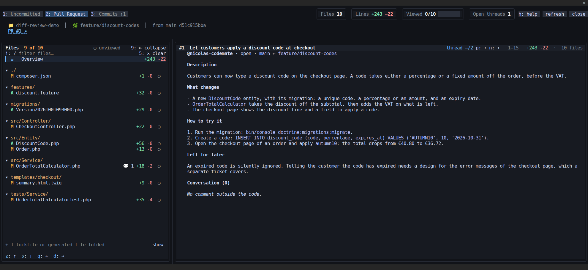 The pull request description
