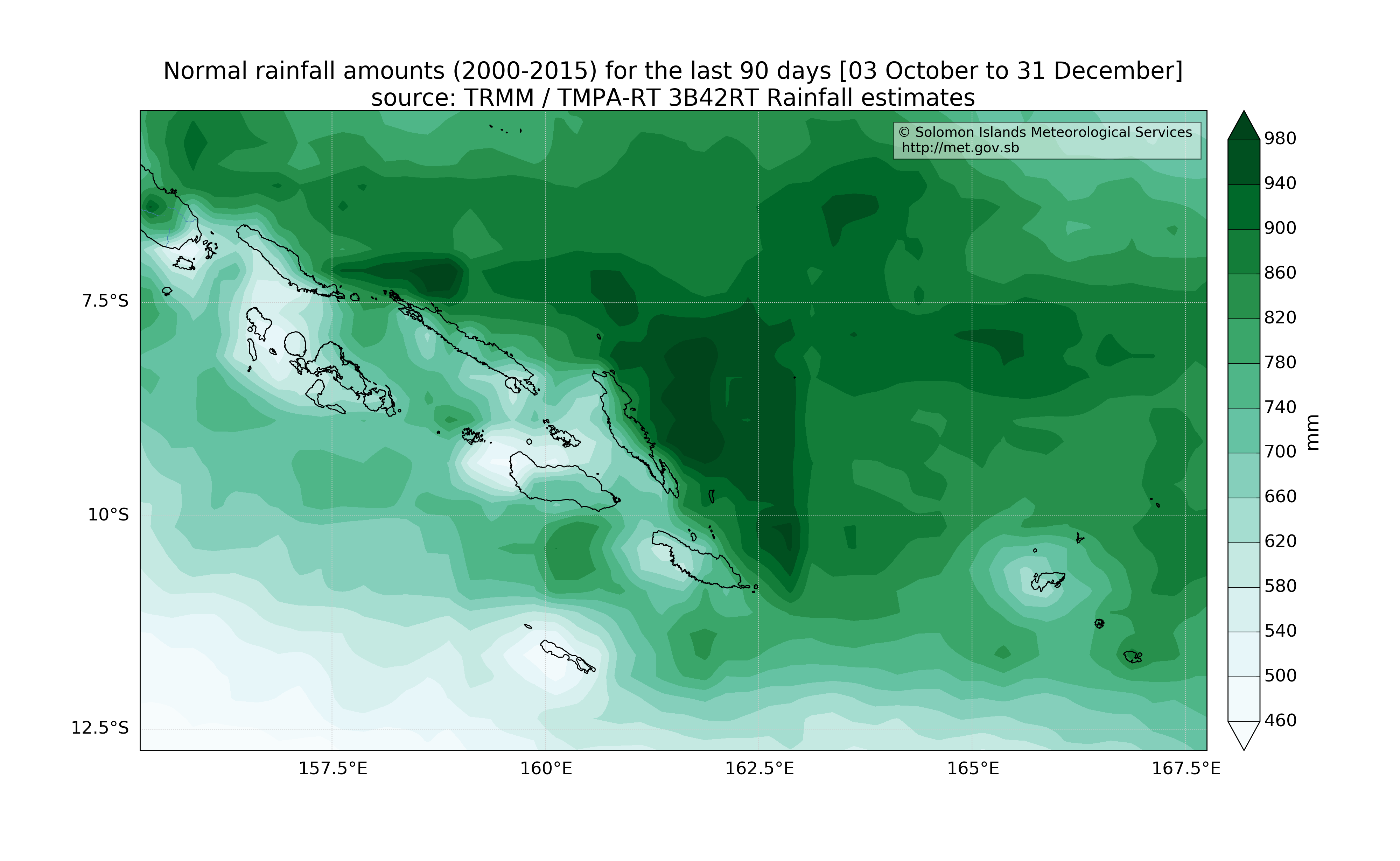 climatology (2000 - 2014 average) for the last 90 days