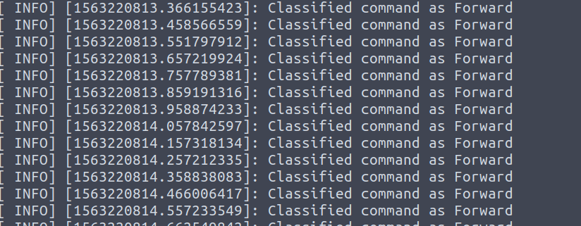 Classification output in console