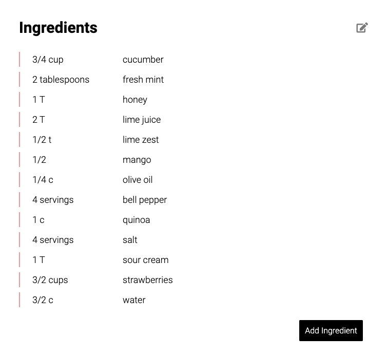 Recipe Ingredients