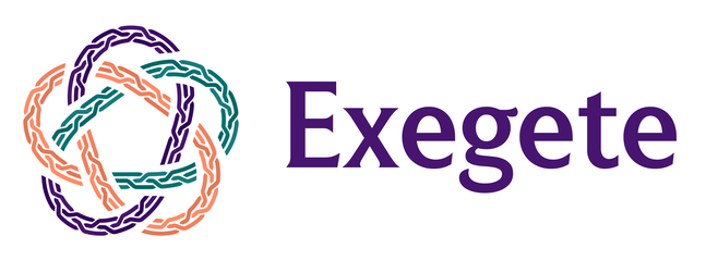 The Exegete mark, a braided ring, beside the name Exegete