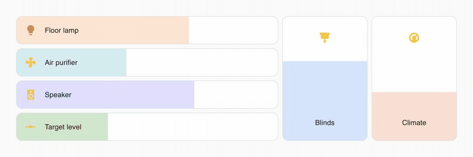 Big Slider Card using its default appearance with custom colors and vertical layout
