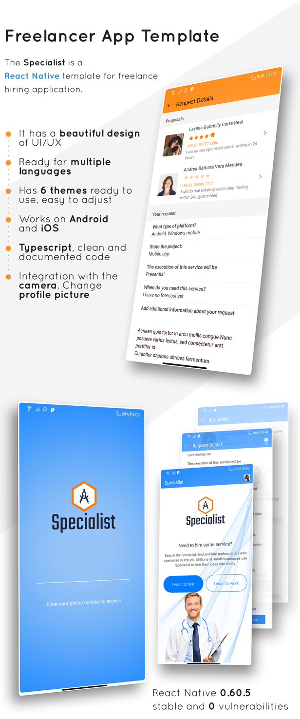 Specialist - React Native Freelancer App Template