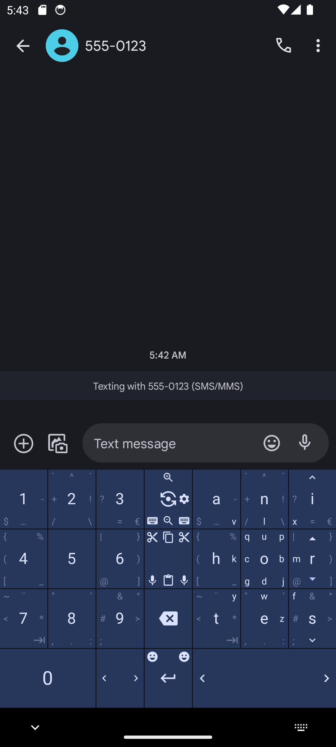 Screenshot of the keyboard in use